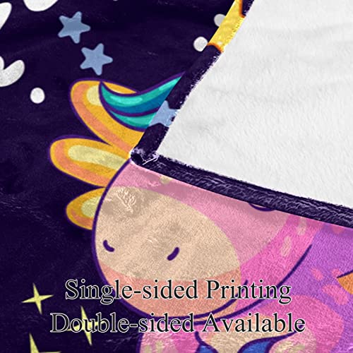 Couvre-lit couverture de lit confort doux moelleux licorne pour chambre enfant