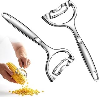 Pelador de maíz mejorado de 2 piezas, removedor de granos de maíz de acero inoxidable 304, trilladora cepilladora de maíz ergonómica, removedor de granos de maíz duradero y eficiente para aparatos de cocina
