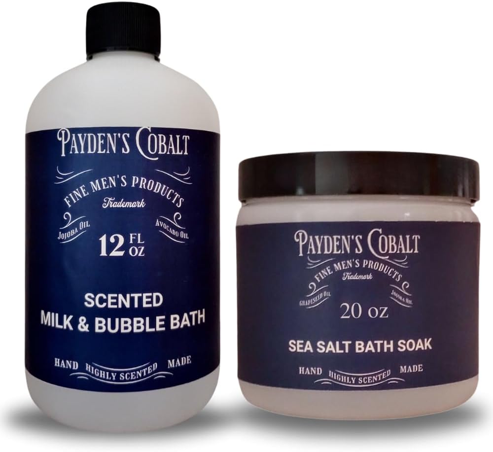 Payden's Cobalt Bay Rum for Men Scented Milk Bath & Sea Salt Bath Soak Set