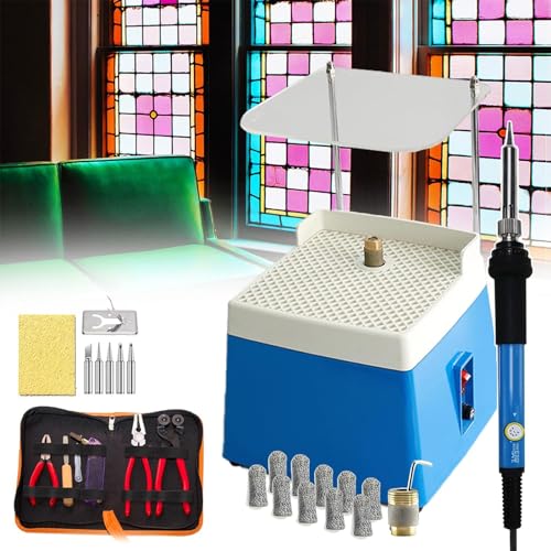 Kit de vidrieras inicial con herramientas de corte de vidrio soldador y molinillo artesanal 2