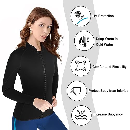 3mm Wetsuits Women Jacket & 2mm Pants, Neoprene Long Sleeve Wet Suit Shirt Adult Youth Keep Warm for Swimming Surfing Diving Snorkeling Water Sports (Tops XXL, Pants XXL) miniatura 7