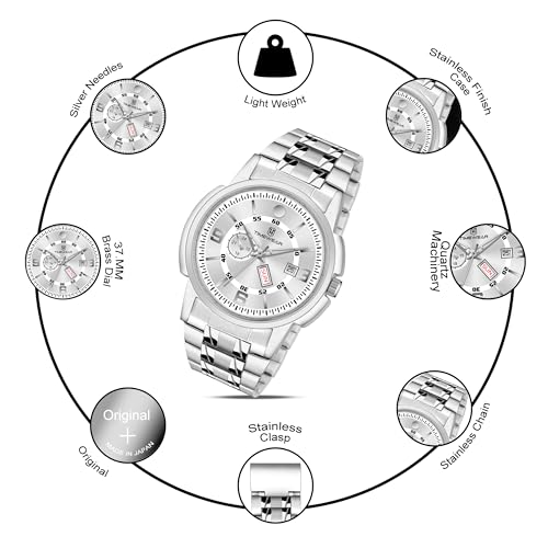 Image of TIMEWEAR Analog, Day Date Functioning, Stainless Steel Chain Watch for Men
