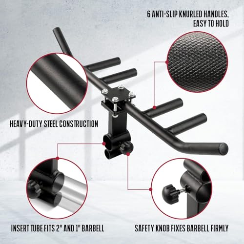 Image of Yes4All Exercise Machine Adjustable T Bar Row Attachment, D Row Handle /Landmine Handle Attachment with Textured Rubber Handles