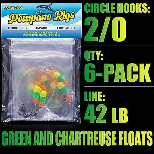 Pompano-Rigs-for-Surf-Fishing-Saltwater-Gear with Double Circle & Wide Gap Hook-6-Pack Surf Fishing Tackle