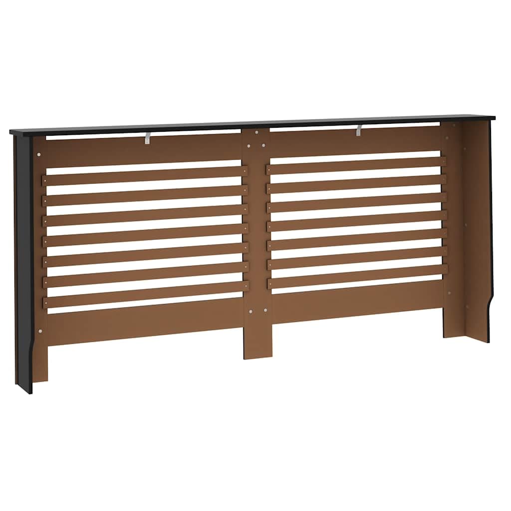 Copertura per termosifoni in MDF nero con design a laghe, 172 x 19 x 81,5 cm, pratica copertura per soggiorno, montaggio incluso, adatto per riscaldamento, valvola, termostato, tubazioni