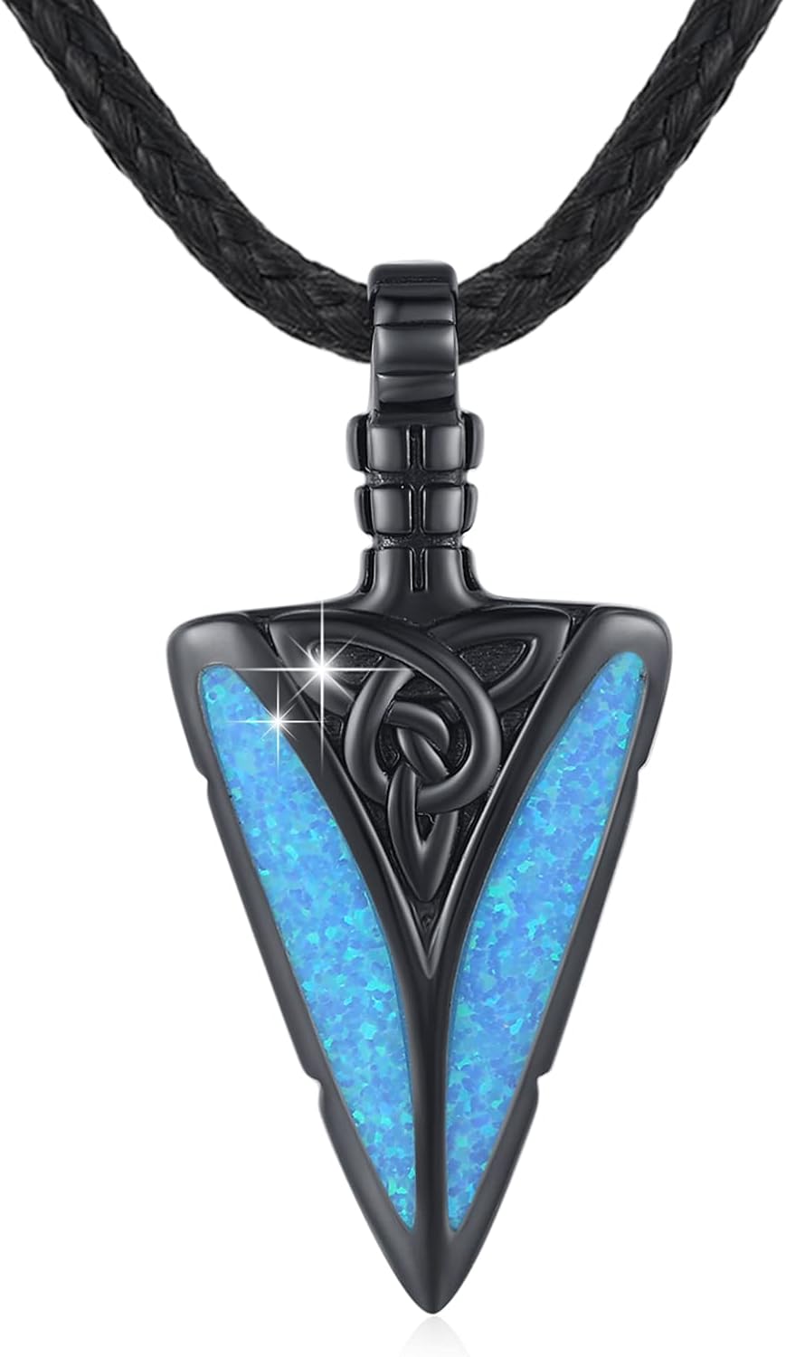 Arrowhead Necklace 925 Sterling Silver for Women Men Pendant with Blue Opal/Abalone Shell/Turquoise Black Gold Plating Protective Symbol Jewelry Adjustable Chain Gift for Him Her