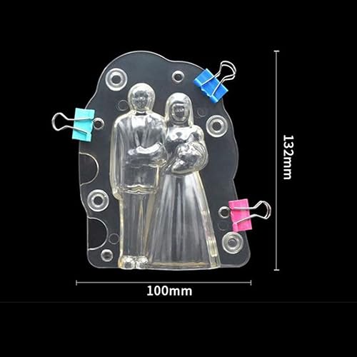 Miniatura 8 de Moldes de chocolate 3D para novia y novio pareja caramelo Fondant moldes de decoración de pasteles de cumpleaños con clips