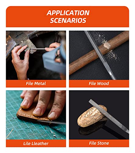 Difflife Needle File Set (Carbon Steel 6 Piece-Set) File Handles, Hardened Alloy Strength Steel - Set Includes Flat, Flat Warding, Square, Triangular, Round, And Half-Round File(6-Piece) #TOP5