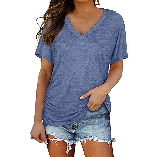Women's T Shirts Short Sleeve Plain Crew Neck Blouse Summer Tops Basic Loose Fit Tees Mothers Day Birthday Gifts C-71