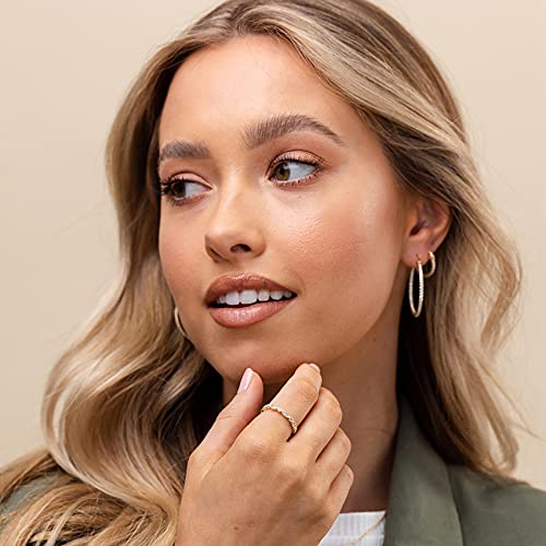 PAVOI 14K Gold Plated Cubic Zirconia Band | Round Milgrain Eternity Bands | Gold Rings for Women2