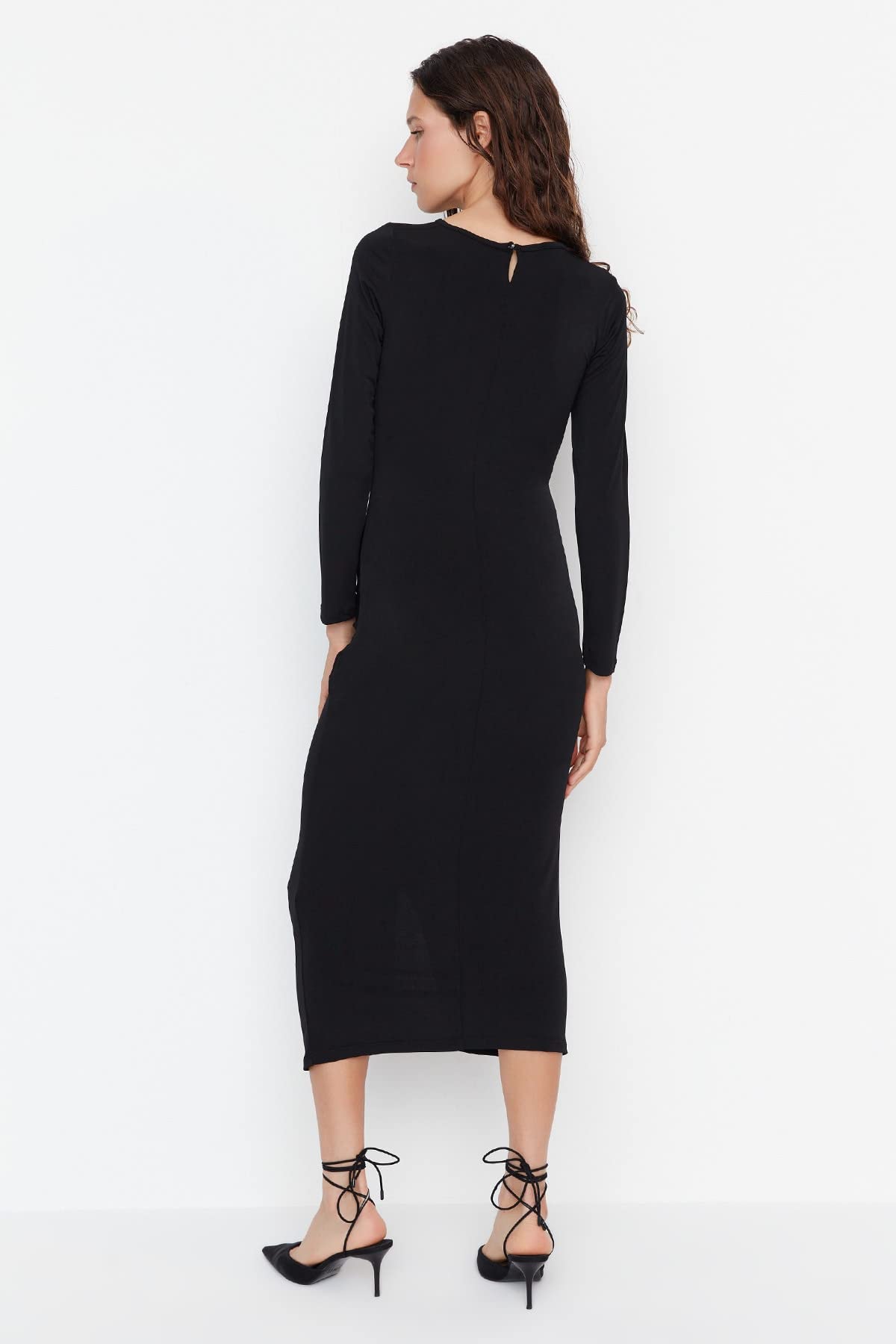 TRENDYOL Damen Woman Design Maxi Standard Crew Neck Knit Dress Kleid