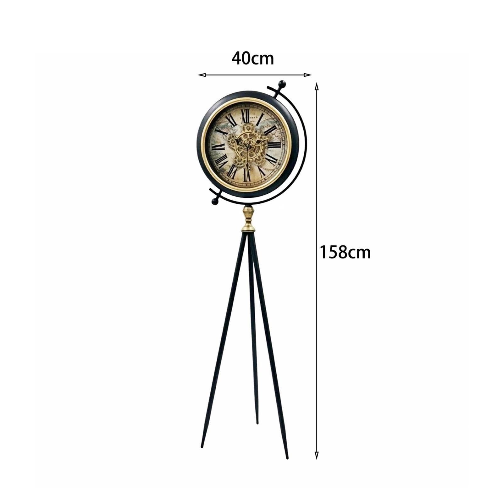 Reloj de abuelo Reloj de trípode de piso de metal con números romanos