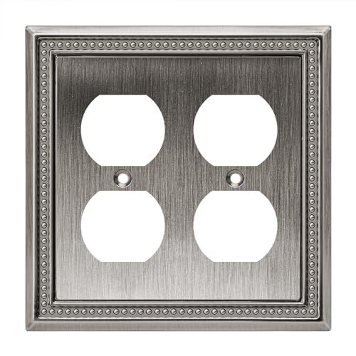 Image of Henne Bery Sunken Pearls Heavy Duty Decorative Wall Plate Switch Plate Outlet Cover (Double Duplex, Heirloom Silver)