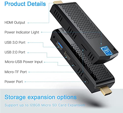 [Lightweight] Fanless Mini Pc Stick - Equip With Intel Atom X5-Z8350 (8Gb Ddr3L, 128Gb Emmc) With Windows 10 Pro, Small Form Portable Computer Stick Supports 128Gb Tf Card, Bluetooth 4.2 And Wi-Fi #TOP2