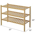 3 Tier Bamboo Shoe Rack for Closet Free Standing Wood Shoe Shelf Storage Organizer for Entryway Small Space Stackable 27"x11"x20" (Natural) - Image 3