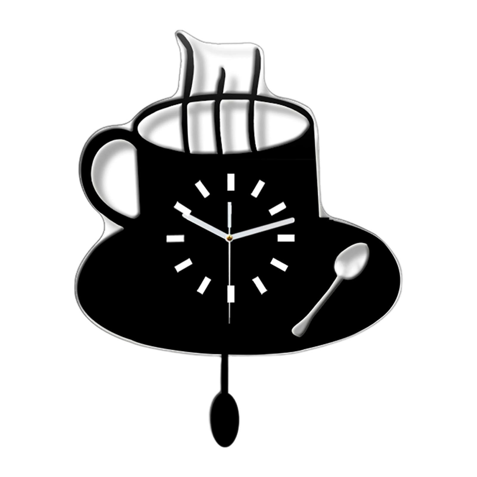 Horloge murale tasse à café silencieuse pendule murale cuisine salon bureau moderne