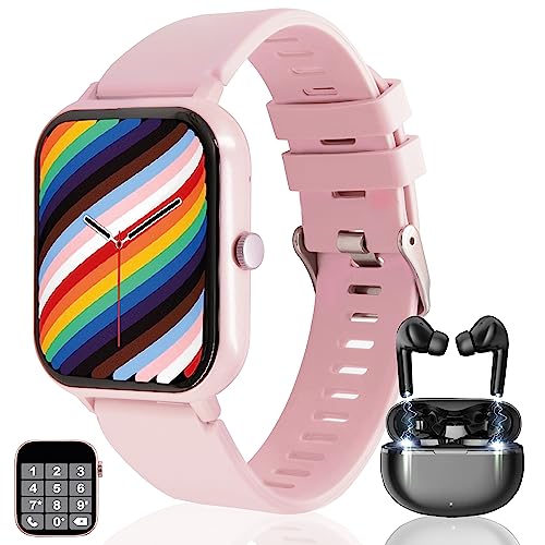 Kaloopp Reloj Inteligente Mujer, Smartwatch Mujer De 1,83" con Auriculares Inalámbricos Deportivos/Impermeable con Llamadas, Pulsómetro Y Notificaciones para Android iOS con Cascos Bluetooth