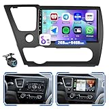 [2+64G] Android 13 Car Stereo for Honda Civic 2013 2014 2015 2016 2017 with Apple Carplay&Android Auto,9 Inch Touch Screen Car Radio with GPS WiFi Bluetooth FM/RDS SWC Dual USB/AUX-in+Backup Camera