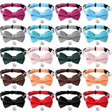 JOUTYFOR 20 Pcs Cat Bowtie Collars with Bell, Solid Colors Kitten Bow Breakaway Cat Bowtie for Boys Girls, Adjustable Pet Collar with Safety Buckle Kitten Puppy Pet Accessories