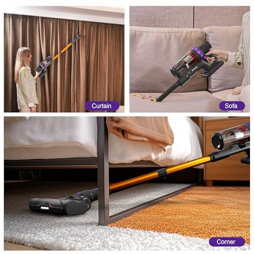 Image of BUTY BULU Cordless Vacuum Cleaner, Stick Handheld Rechargeable Lightweight 4-in-1 Vacuum for Home Hardwood Floor Carpet Pet Hair Litter Cleaning, 45KPa Suction 50Mins Running Time, LED Display Screen
