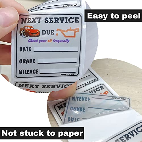 Smarsticker 500 Pcs Oil Change Service Due Reminder Window Stickers Static Cling 1.75X1.75 Inch Low-Tack Auto Maintenance No Residue Car Stickers For Gas Stations,Auto Repair Shops,Windshield #TOP1