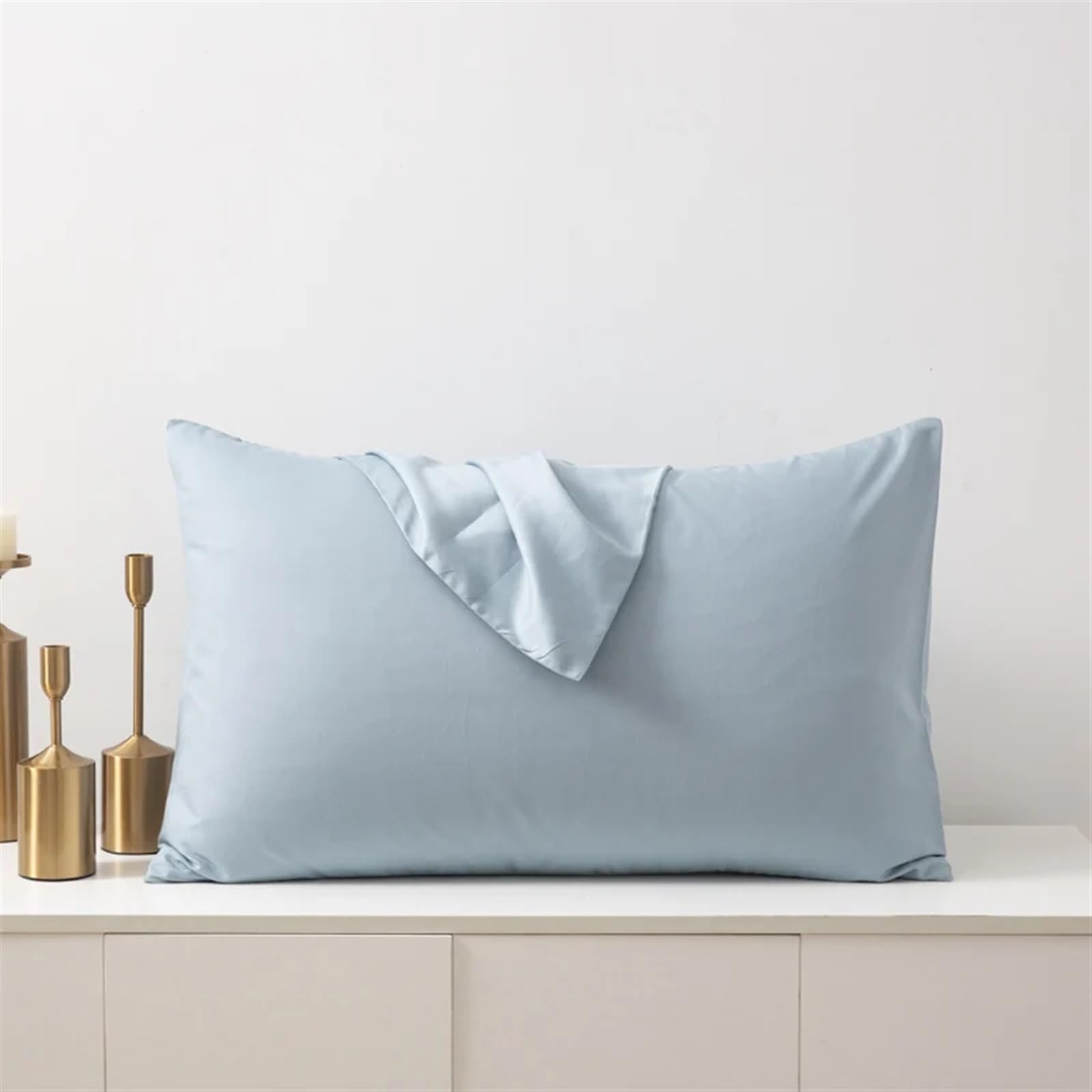 Satin Kissenbezug,Satin Kopfkissenbezug Baumwoll-Kissenbezug, einfarbig, for Zuhause, Hotel, Bettwäsche, Kissenbezug, kurzer Stil (Color : 4, Size : 70x70cm 2pcs)