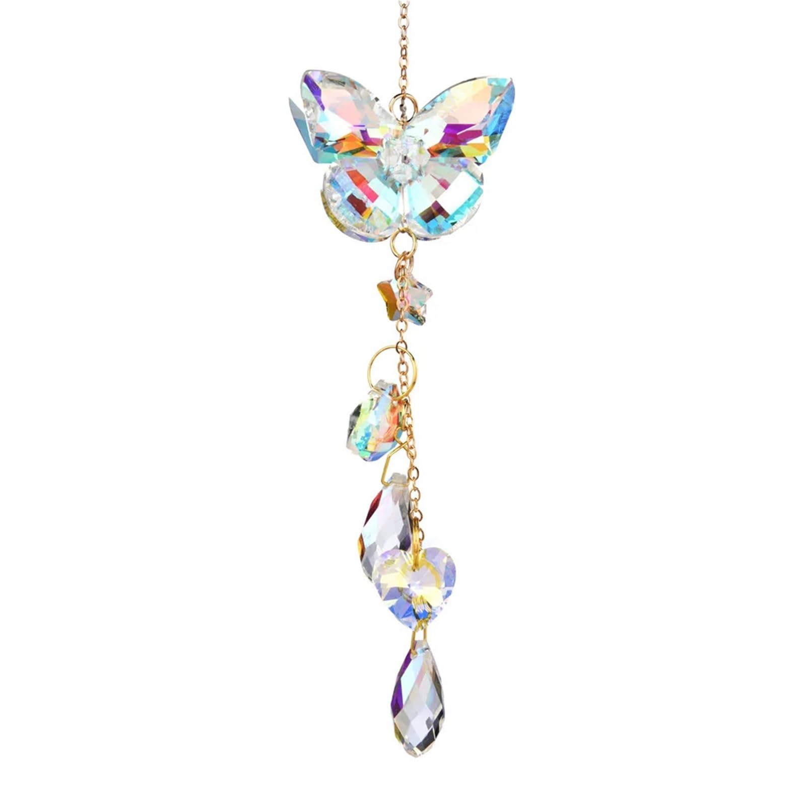 Ppqiru Style01 2Pcs Garden Decoration Window Hanging Hand-Woven Butterfly Dragonfly Crystal Sun Catcher Wind Chime Pendant For Decoration(Style01)