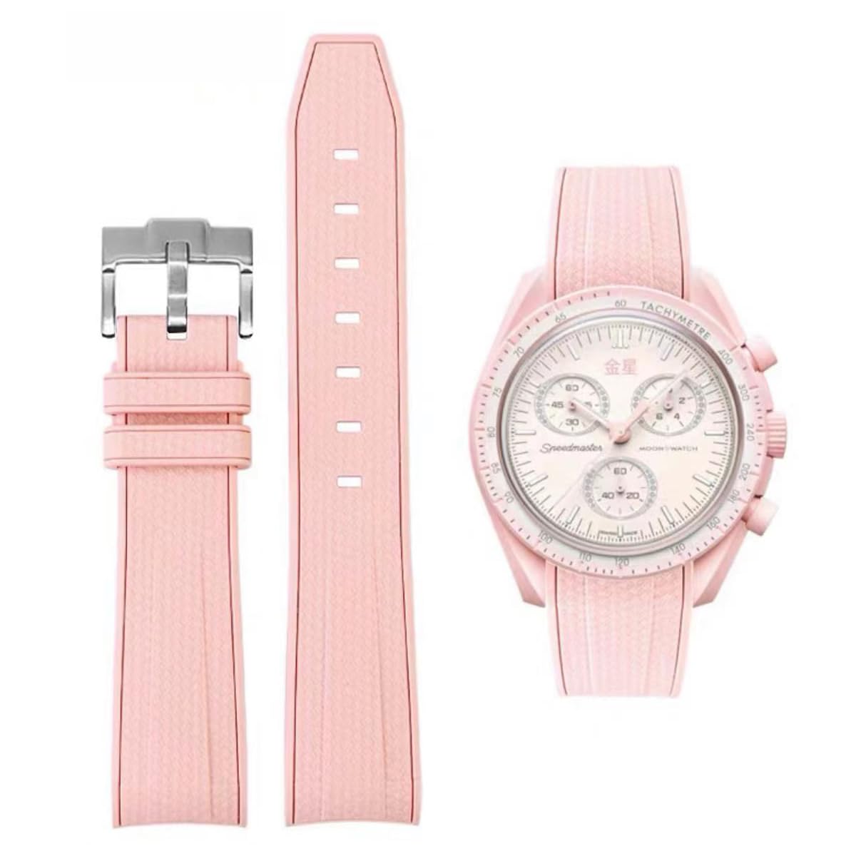 Bands for Moonswatch Watch Rubber for Omega x Swatch MoonSwatch 20mm Rolex Seiko Watch Silicone Men with Stainless Steel Replacement Bracelet Original Bracelet Omega x Swatch MoonSwatch Speedmaster