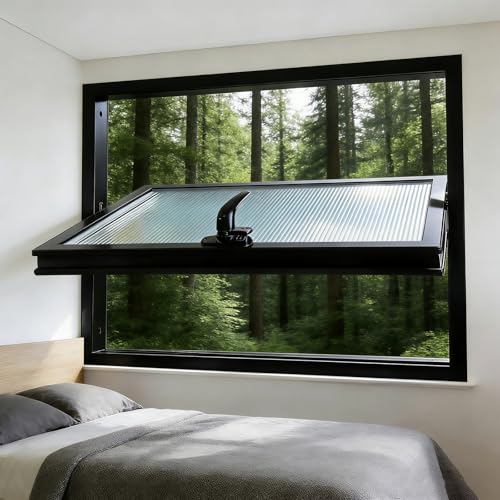 Image of Industrial Style 360° Rotatable Shed Windows – Tempered Glass Flush Mount with Firm Handle, Reinforced Metal Frame for Garage Basement Bathroom Kitchen Ventilation(Black,30x24in/76.2x61.0cm)