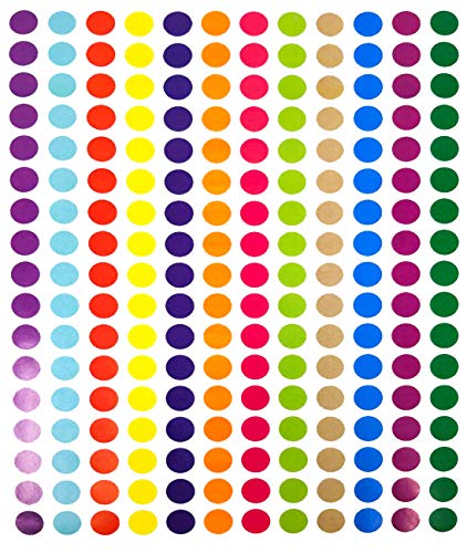 Tag-A-Room 1/2 Inch Round Color Coding Circle Dot Label Stickers, 12 Bright Colors, 8 1/2
