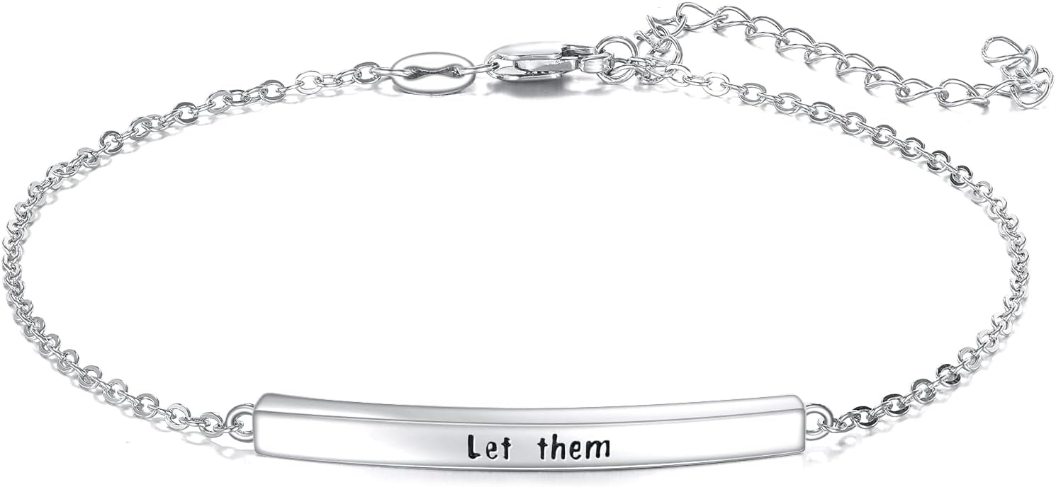 VONALA Inspirational Bar Bracelet Sterling Silver Small Motivation Charm Bracelet Minimalist Jewelry Gifts for Women