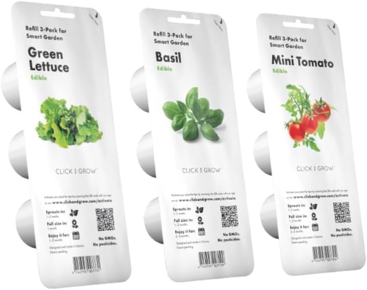 click & grow indoor herb garden kit with grow light | easier than hydroponics growing system | smart garden for home kitchen windowsill | vegetable & herb garden starter kit with 9 plant pods, gray