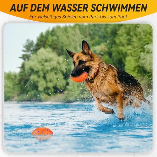 SUNNEKO Hundeball, Robustes Hundefußballspielzeug für Starke Kauer, Unzerstörbarer großer Rugbyball, Schwimmendes Hundespielzeug für Apportierspiele im Wasser, Für mittelgroße und große Hunde, Orange