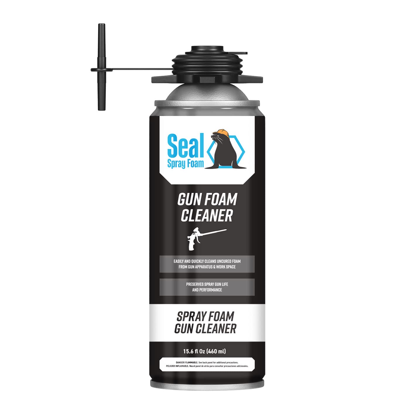 Seal Spray Black Gun Foam - 12/23.3 OZ Cans (1 Case) w/15 Gun Foam Applicator and 1 Can of Cleaner