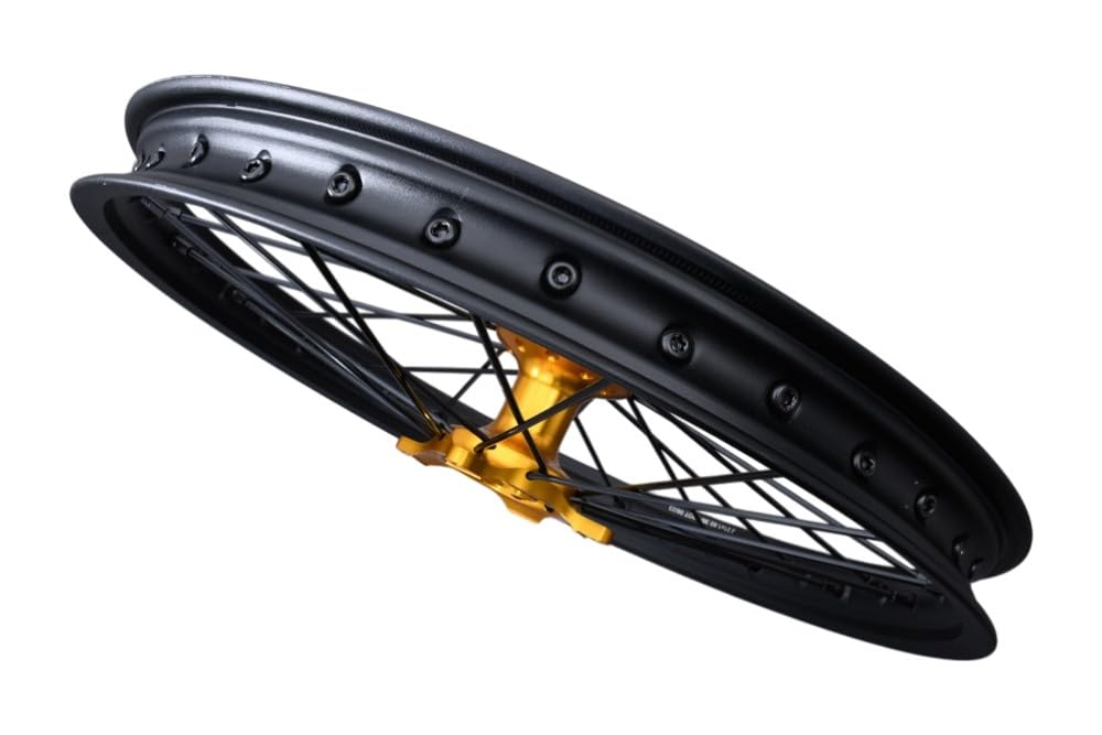 avdb -moto felga/kompletne koło przednie 1,6" x 21" kompatybilna z SUZUKI RMZ 250 RM-Z 2007-2022, RMZ 450 2007-2022, RMZ 450 X RMZ-X 2010-2017 Enduro (żółta)