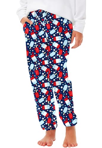 Image of Deerose 4th of July Pants American Flag Drawstring Sweatpants with Pockets 5-14 Years