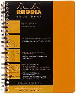 RHODIA 193469C - Spiral Notebook (Full Bound) Black Notebook - A5+ - Ruled - 160 Detachable Pages - Clairefontaine Paper 80 g/m - Soft and Resistant Coated Card Cover - Classic