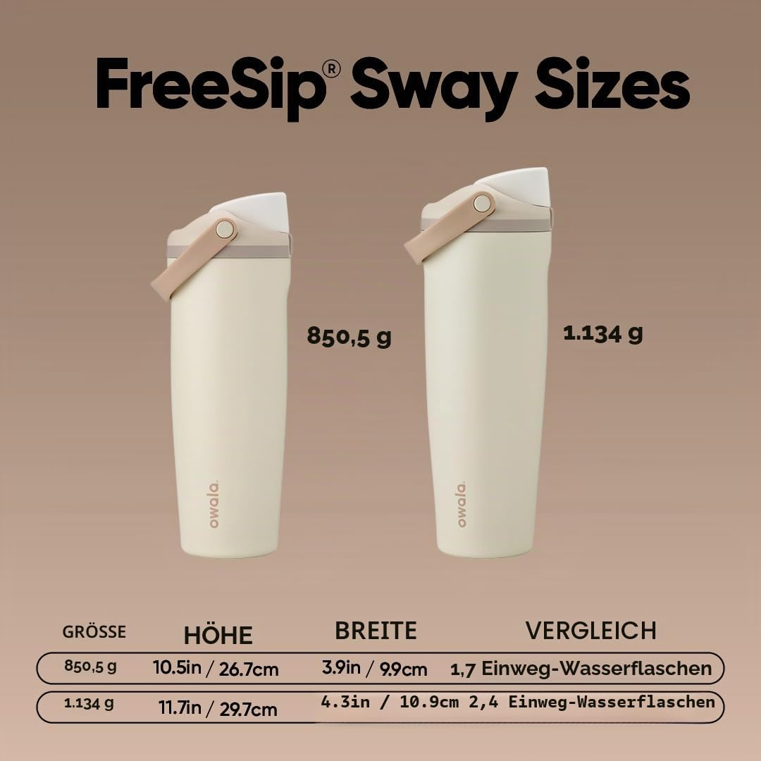 Owala FreeSip Sway – Edelstahl – 1,1 l – Hellbraun (leicht geröstet)