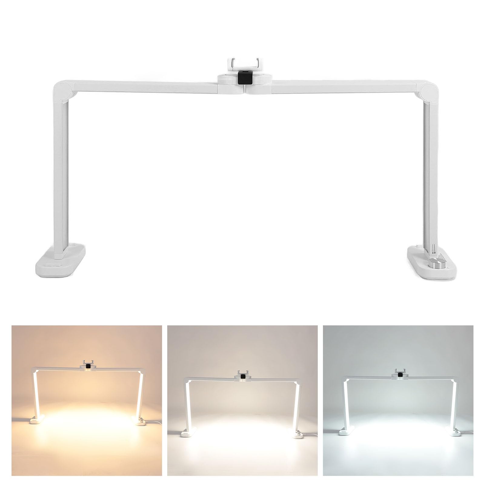 dsheng Lampada Scrivania a LED per Tecnologia delle Unghie, Lampada Tavolo Pieghevole per Unghie in 3 Colori 3000K-6000K con Supporto per Telefono, Lampada Scrivania per (Spina