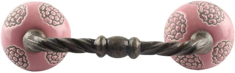 Indian Shelf 4 Pack Ceramic Pink Cabinet Pulls T Bar Vintage Kitchen Drawer Handles Door Dresser Handles Antique Hardware 4" Hole to Hole -BH-638-CK-1448