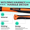 WEDO Welding Chipping Hammer with Fiberglass Handle,Non-Sparking Chipping Hammer,Slag Removal Tool,Beryllium Copper,Hammer Head 300g(11oz),Length 280mm(11),BAM Certification