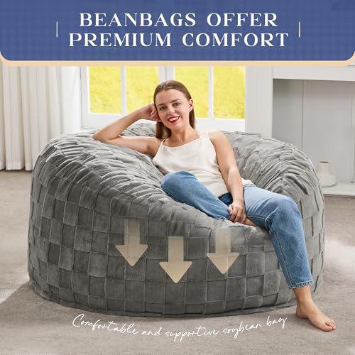 Image of Hobestluk Adults Bean Bag Chair 4FT Big BeanBag Chair Extra Large Oversized
