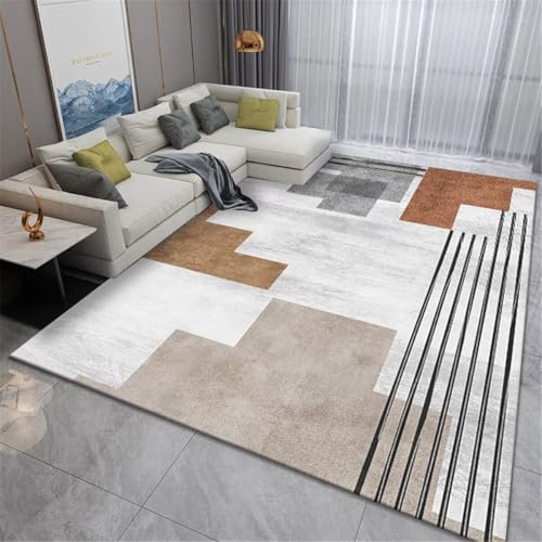 Tapis de bureau gris géométrique 180x280 anti-taches - 2