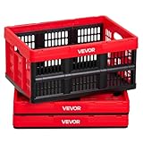 VEVOR Caisse Plastique Pliable 32 L Lot de 3, Cagette Pliable avec...