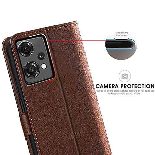 Image of TheGiftKart Flip Cover Back Case for OnePlus Nord CE 2 LITE 5G | Dual-Color Leather Finish | Inbuilt Stand & Pockets | Wallet Style Flip Back Case Cover for OnePlus Nord CE 2 Lite 5G (Brown & Coffee)