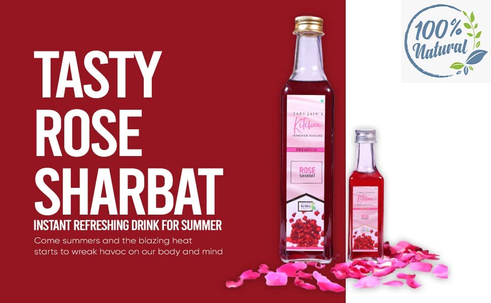 Buy Taru Jain's Kitchen Rose Sharbat Syrup Combo With Kesar Elaichi