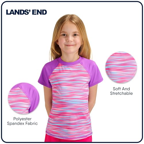 Image of Lands' End Girls' Swim UPF 50+ Short Sleeve Sun Tee Rash Guard Shirt