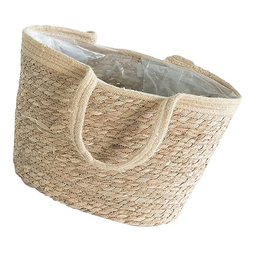 JOINPAYA Panier Tissé Artisanal Petit pour Plantes Et Fleurs Rangement Décoratif Pratique Et Élégant Corbeille Naturelle Herbe Tressée pour Intérieur Et Jardin
