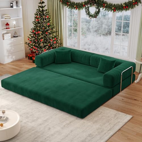 Antetek Convertible Futon Sofa Bed, 3-Seater, Turquoise