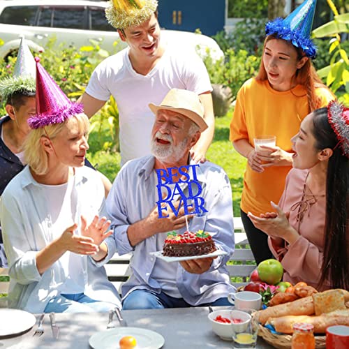 20 Pack Best Dad Ever Cupcake Toppers With Happy Father's Day Blue Glitter Letter Cake Topper Decoration For Father's Day Theme Party (A) #TOP6